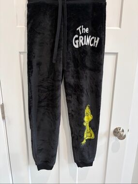 The Grinch Plush Black Fleece Pajama Joggers - Women's Cozy Lounge Pants